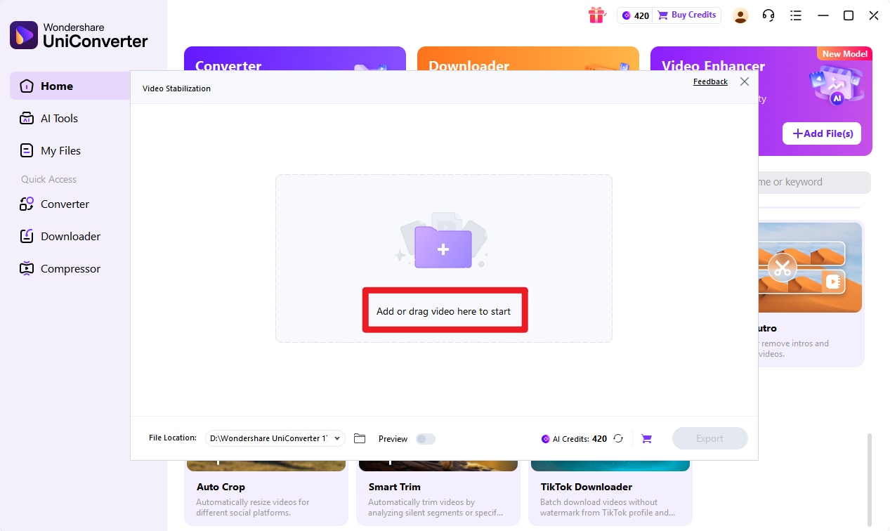 Step2. Add video files to Video Stabilization.