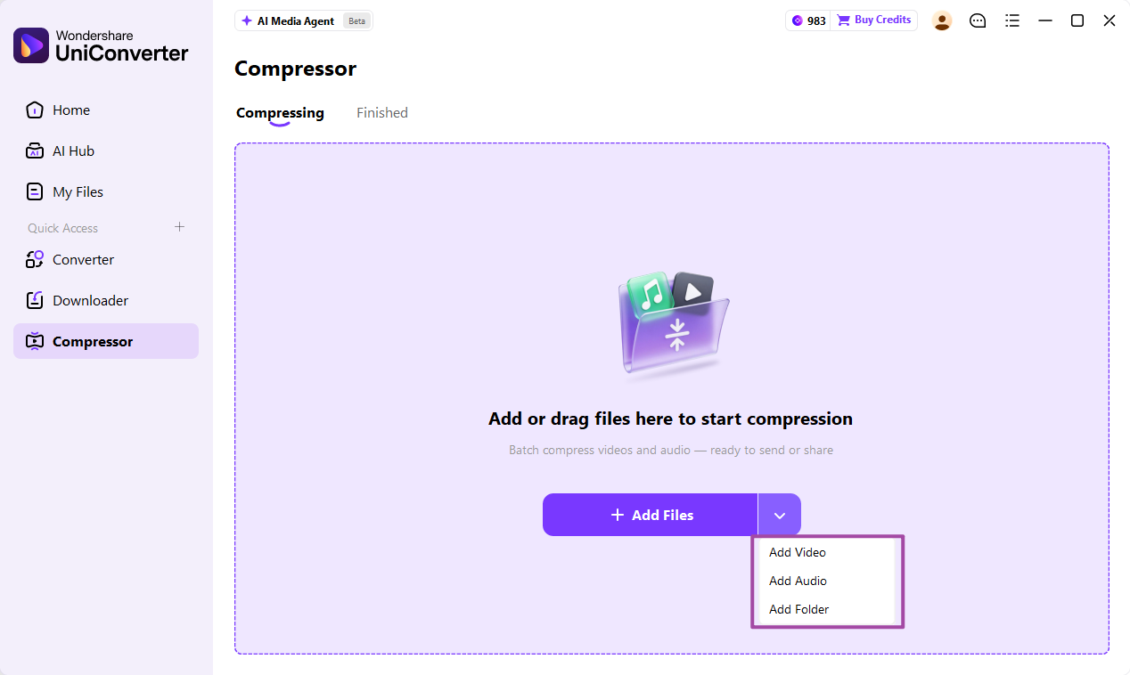 Add videos audio files or folders to Compressor