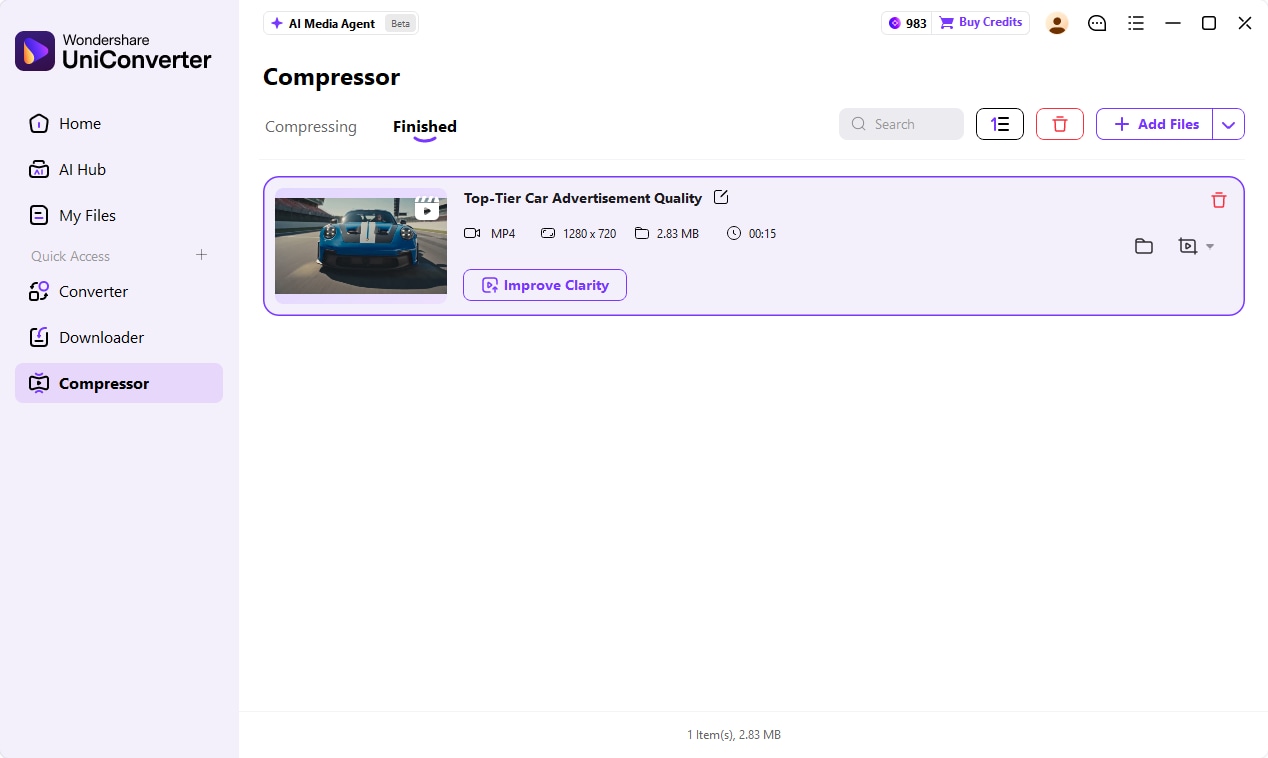 Monitor video compression progress in UniConverter 18