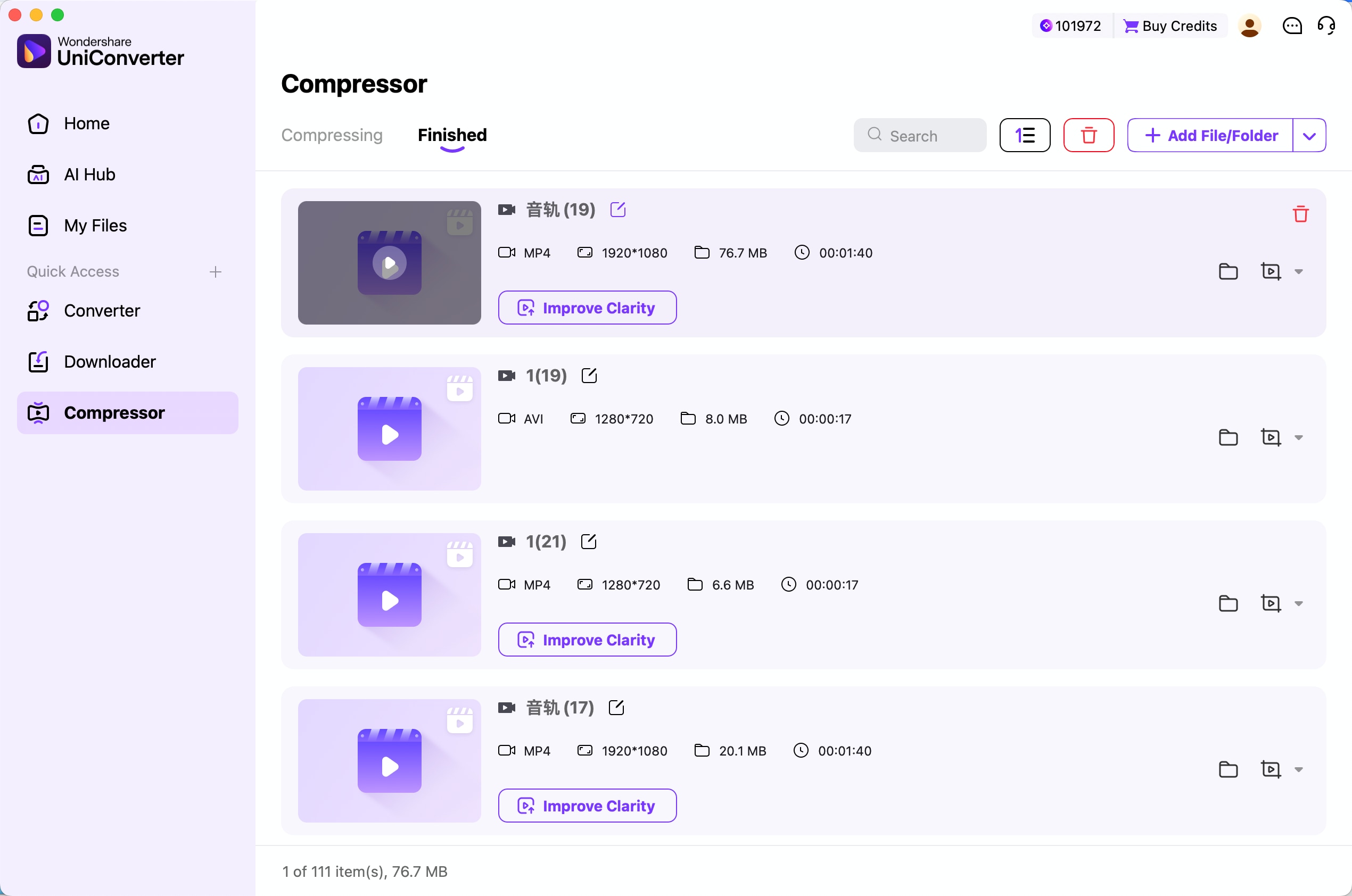 View completed video compression tasks in the Finished tab on Mac