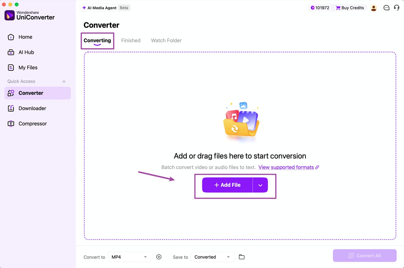 Add video files to Wondershare UniConverter 18 for Mac