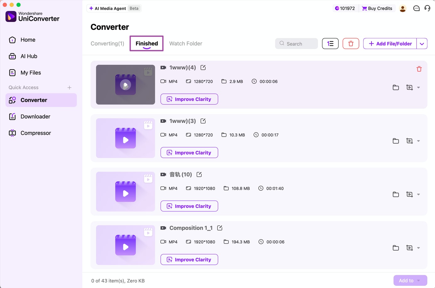 Find completed video conversions in the Finished tab on Mac