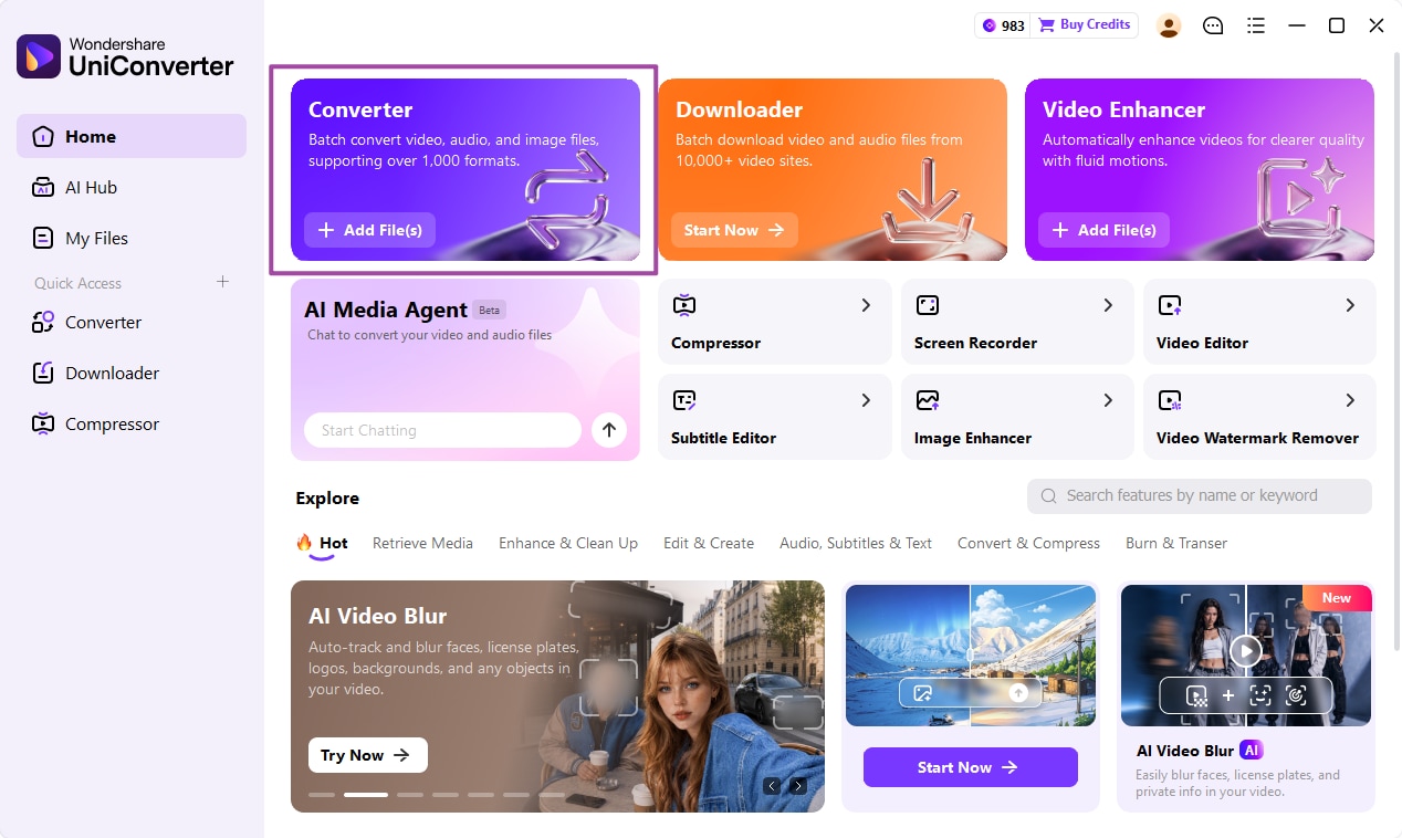 Open Converter from UniConverter 18 Home