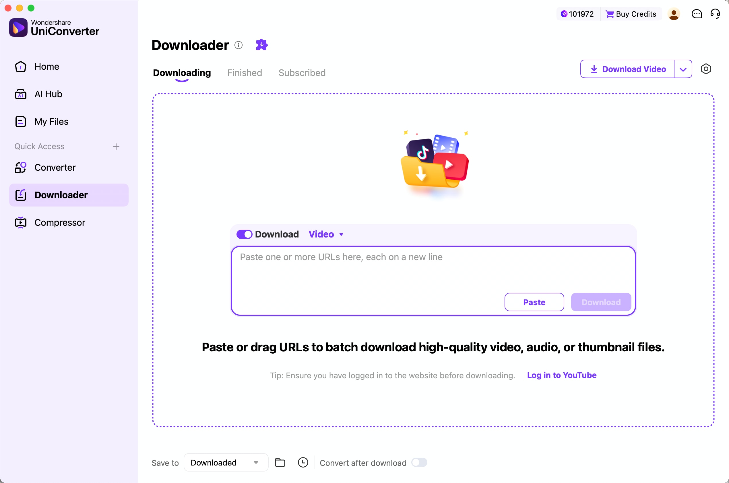 Online-Video-URL in den UniConverter Downloader für Mac einfügen