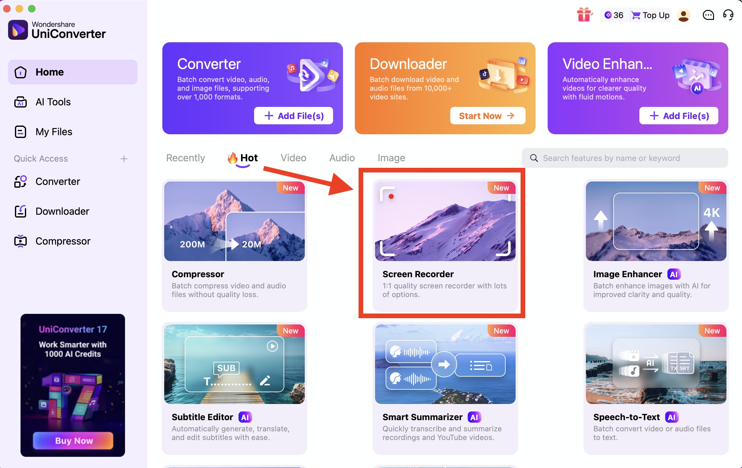 open the screen recorder
