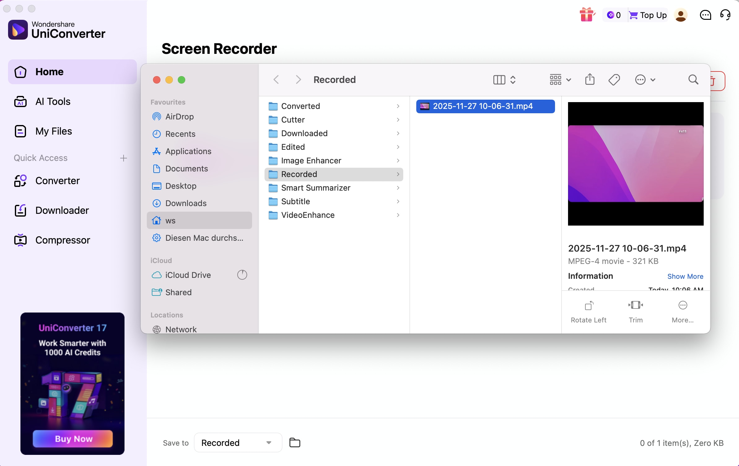 locate the recorded file