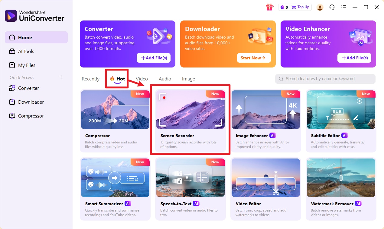 open Wondershare Screen Recorder