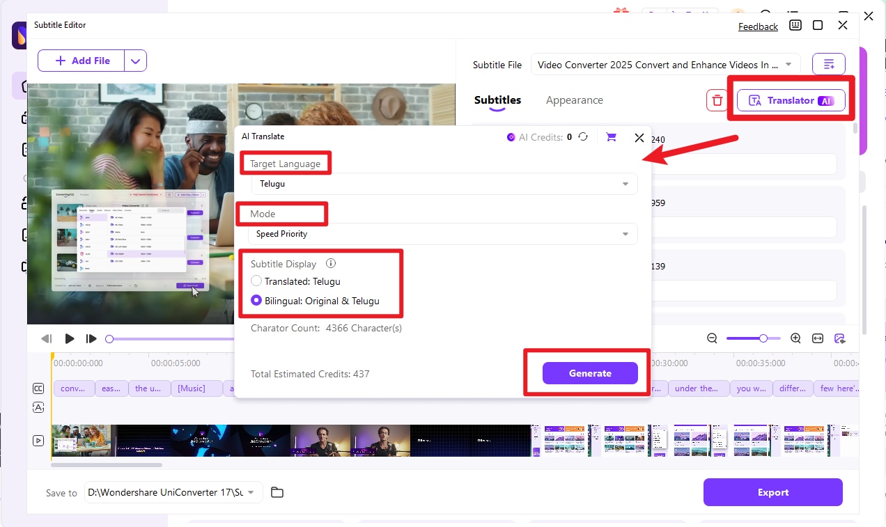 Wondershare subtitle editor