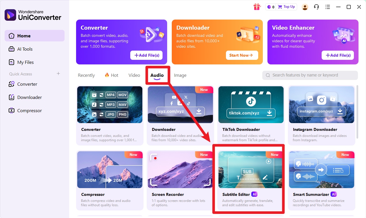 Open Wondershare subtitle editor