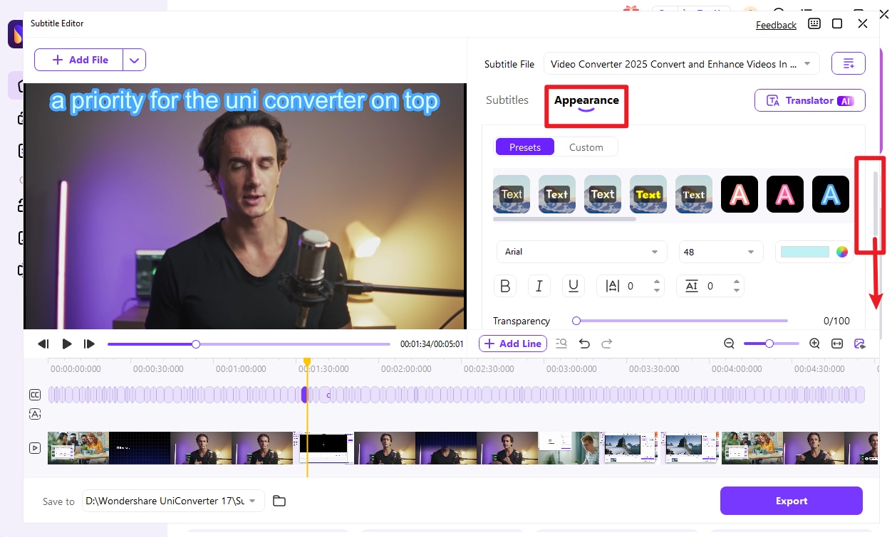 Custome the style of subtitle