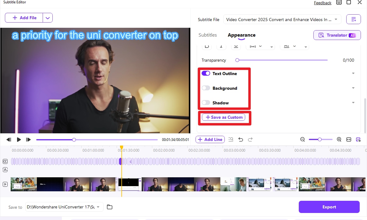 Custome the style of subtitle