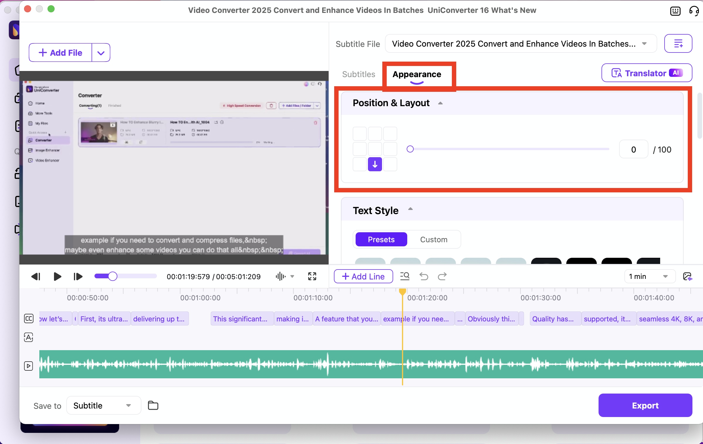 playback video with selected subtitles and audio tracks