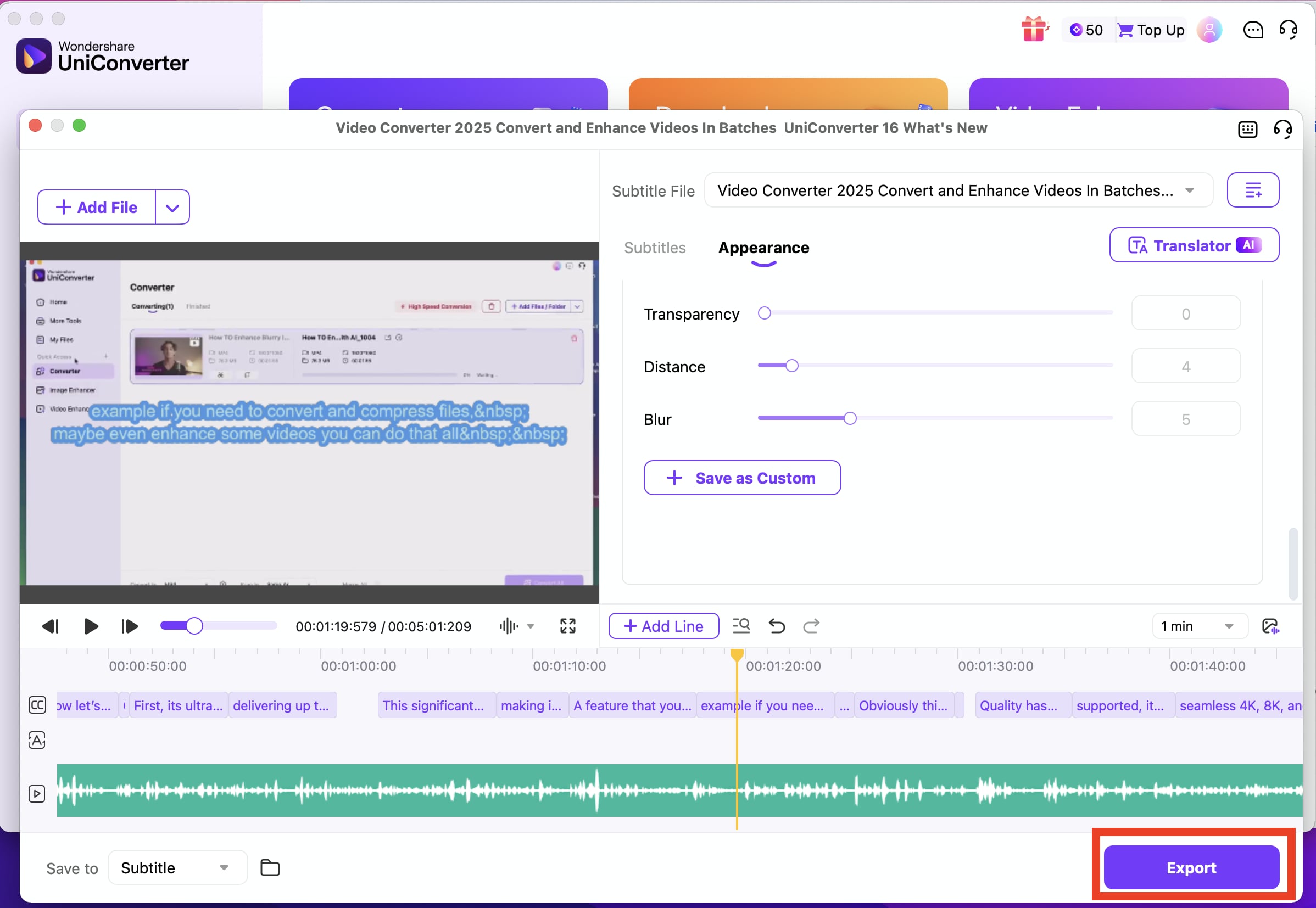 playback video with selected subtitles and audio tracks