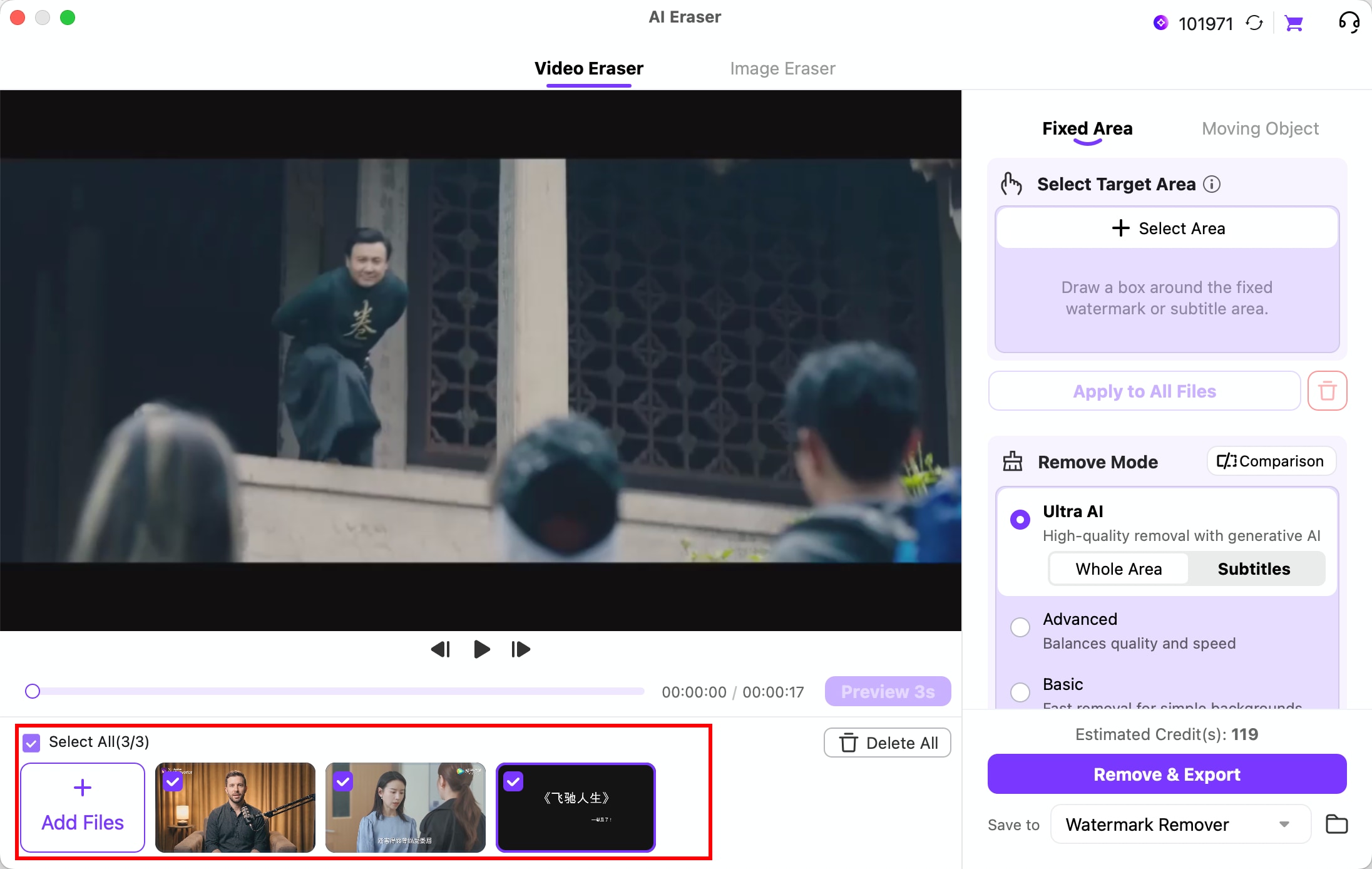 Import and select multiple videos for batch watermark removal on Mac