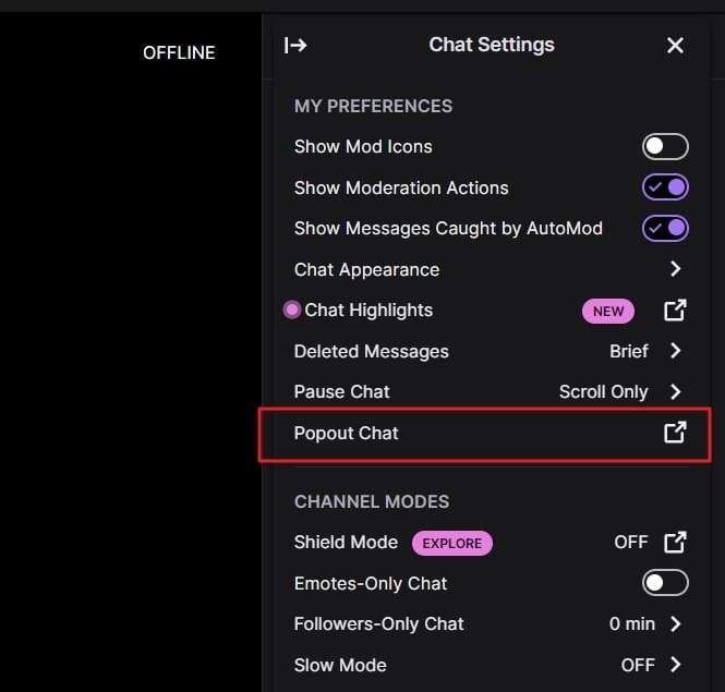 access popout chat option