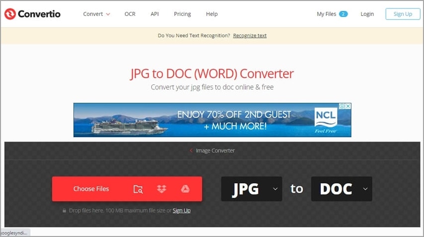 convertir une image en document word avec convertio