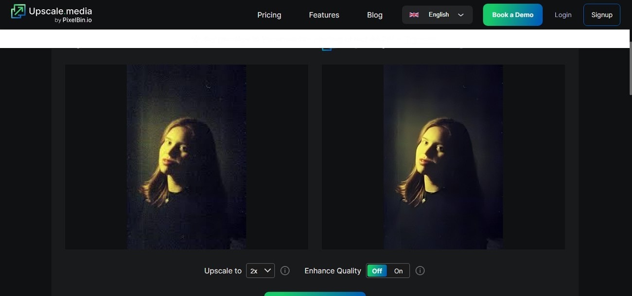 choose enhance quality using upscale media