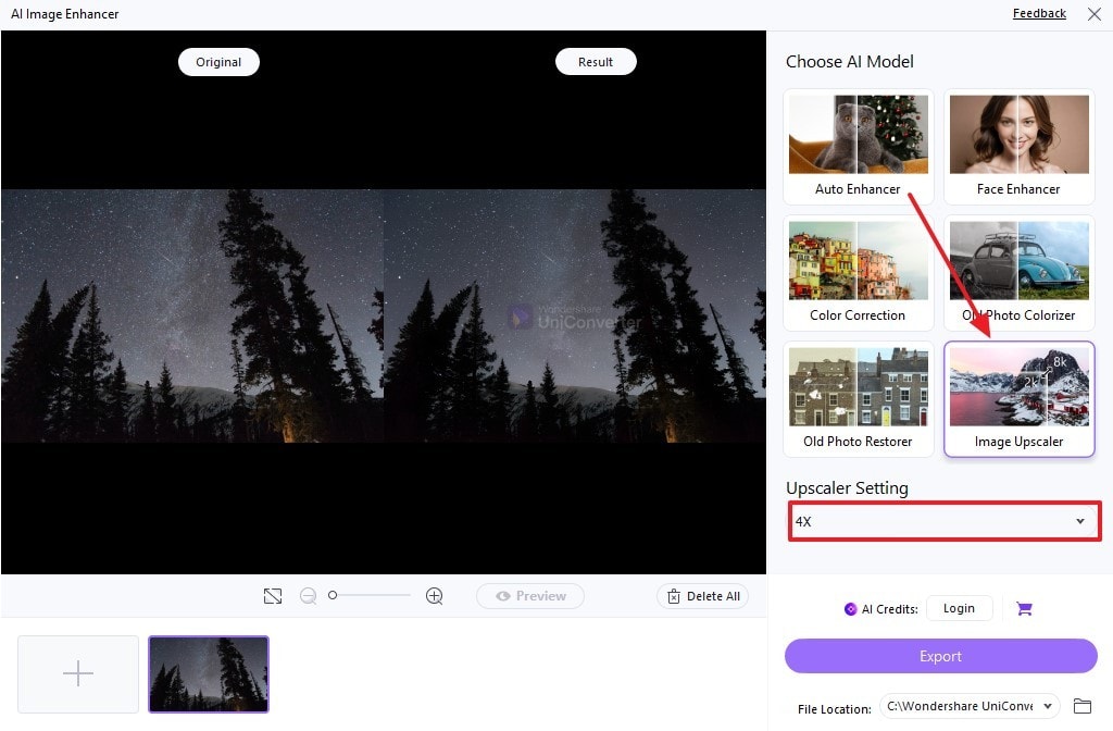 access image upscaler adjust setting