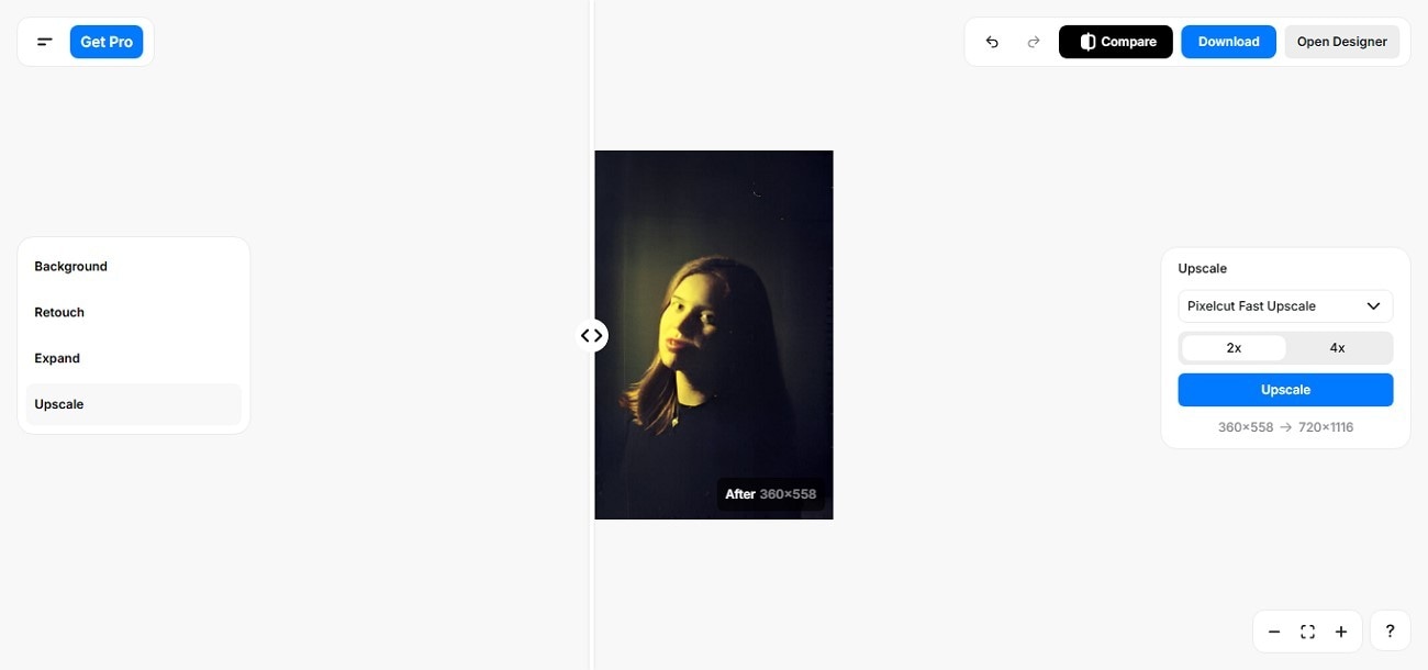 pixelcut online tool removes noise