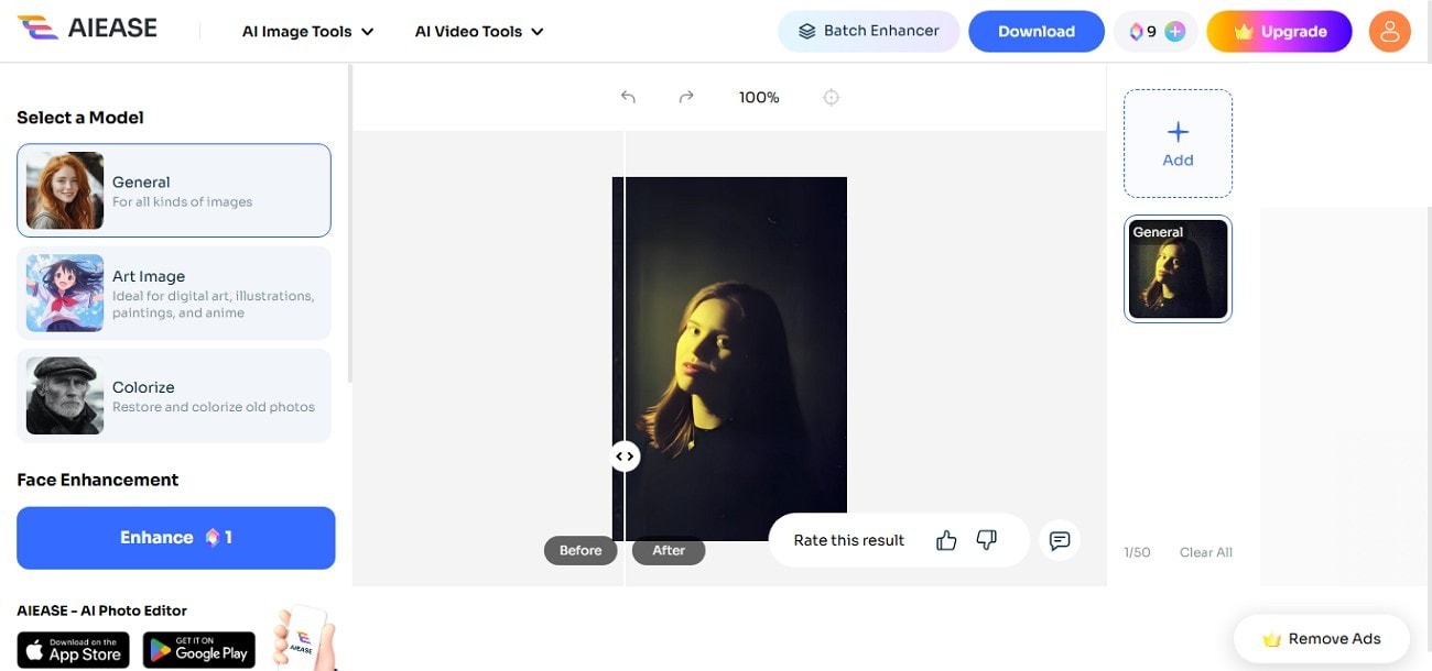 aiease ai image denoiser tool