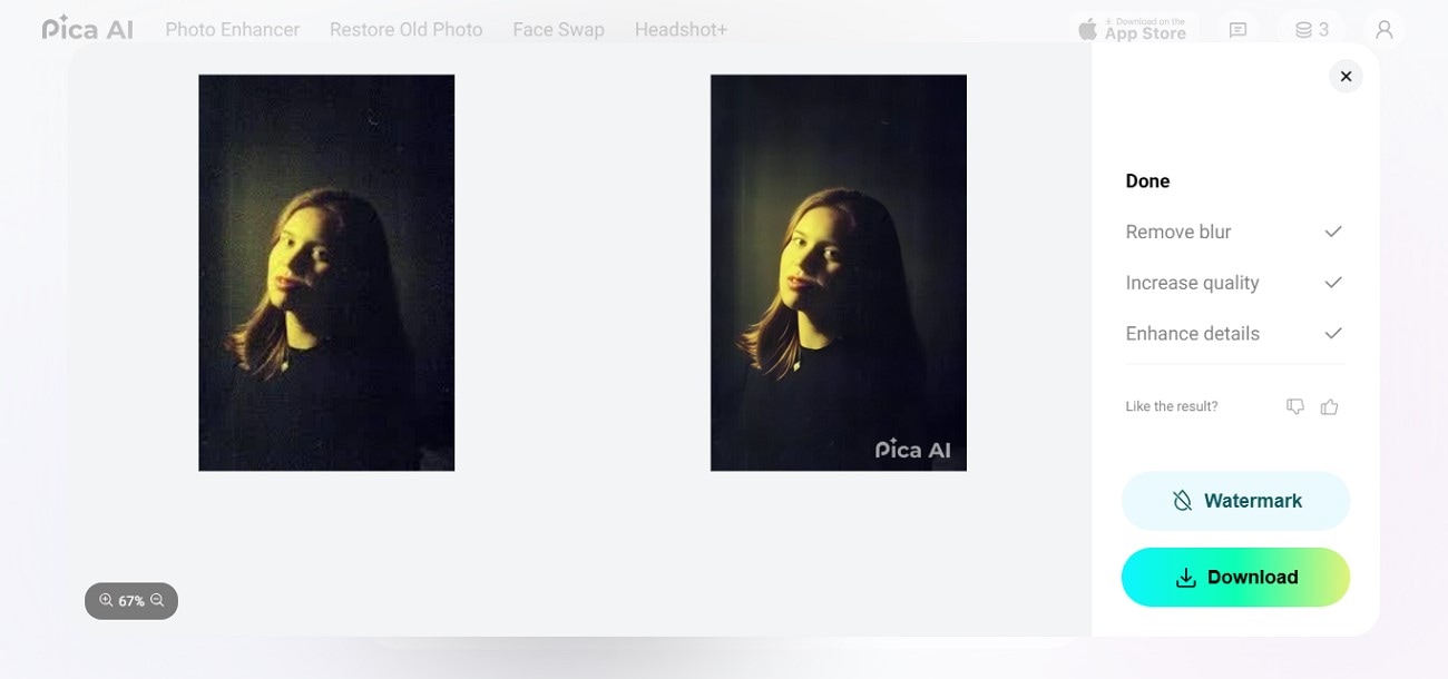pica ai remove photo noise online
