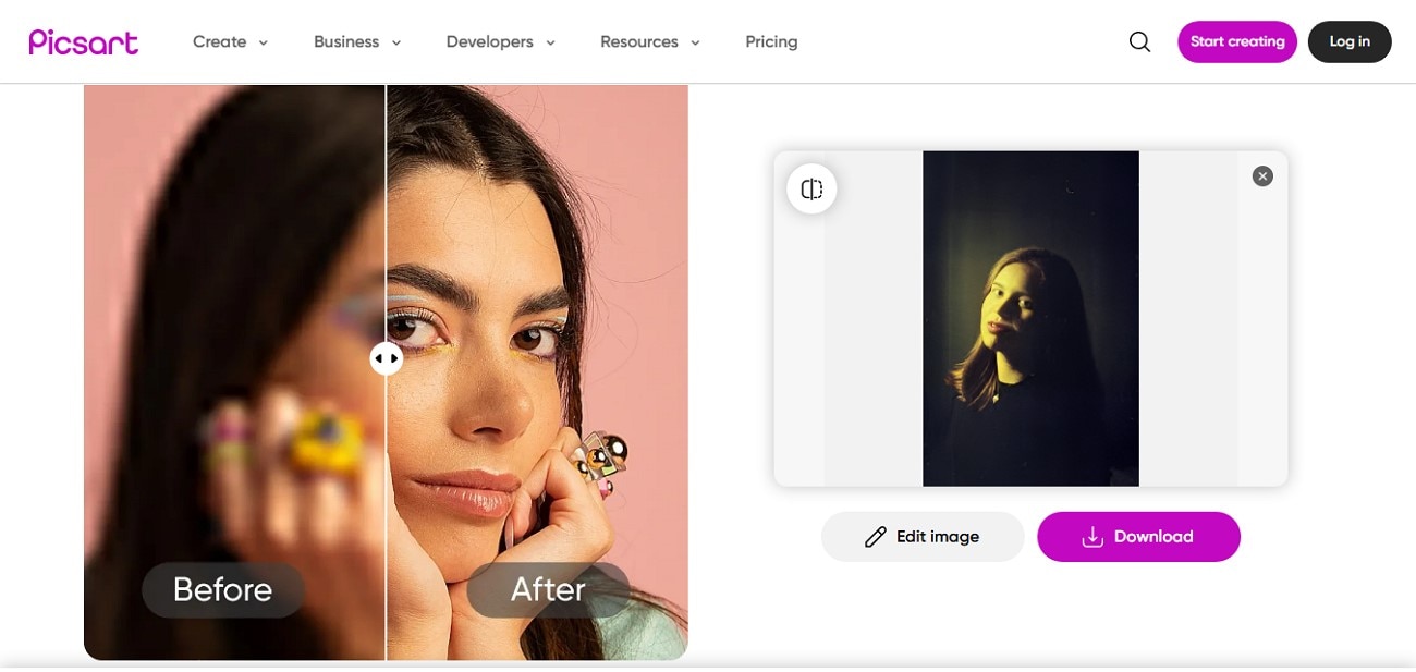 online picsart image denoiser tool