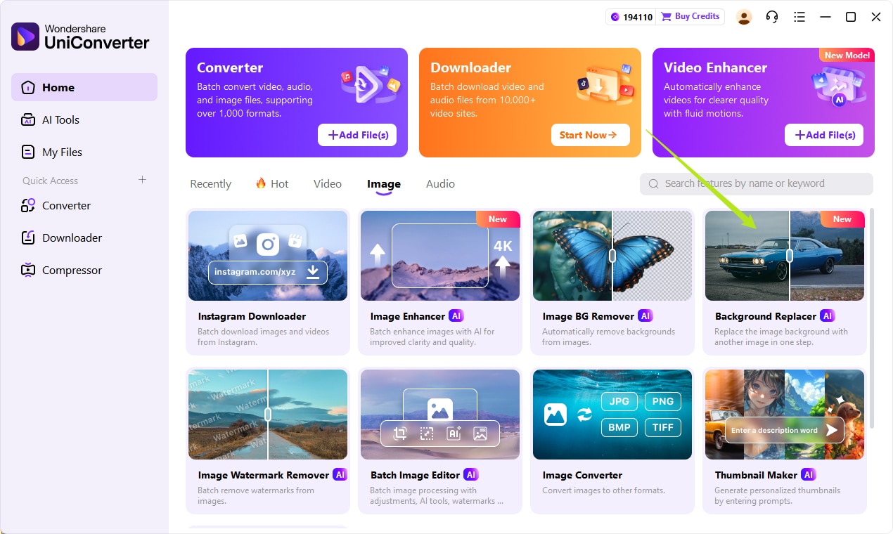 open uniconverter ai image background remover