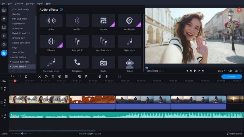 creador de introducciones de juegos Movavi Video Editor Plus