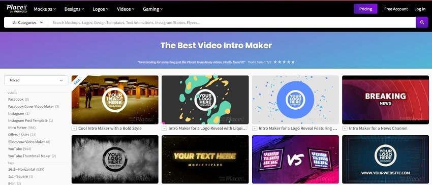 youtube intro maker online Placeit