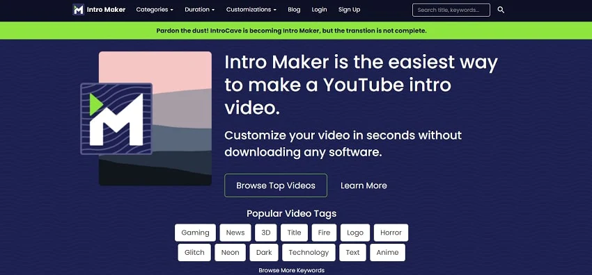 crear intro de youtube en línea