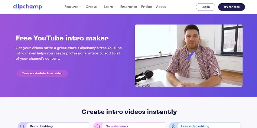 creador de introducciones de youtube en línea ClipChamp