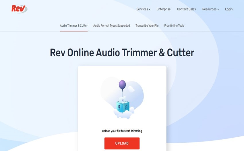 cortar m4a com o Rev Online Audio Trimmer and Cutter