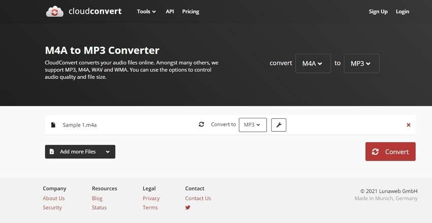 Convertitore online M4A a MP3 CloudConvert