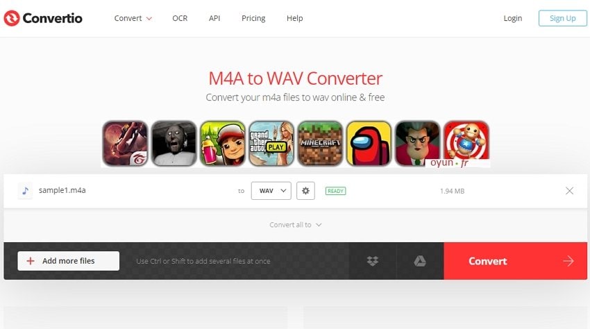 conversor m4a a wav en línea gratis 