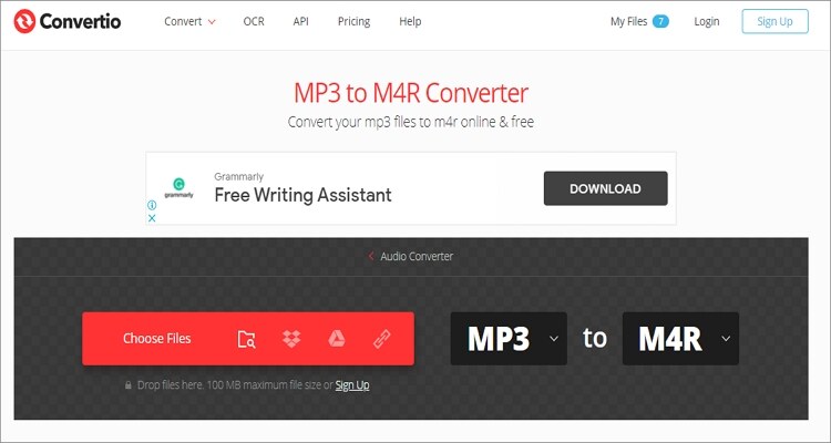 Convertidor online de MP3 a M4R - Convertio