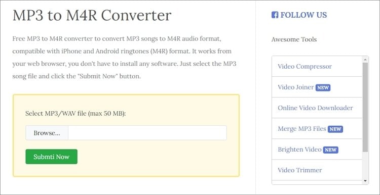 MP3 to M4R Online Converter - FileConverto