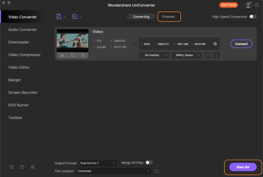 convert all FLV to Final Cut Pro by Uniconverter