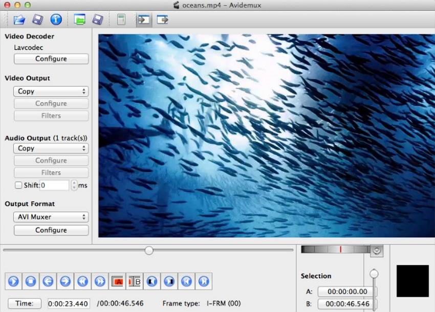 Mac video editor Avidemux