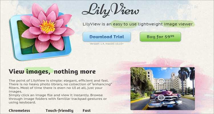 Kostenloser online Bildbetrachter für Mac - LilyView