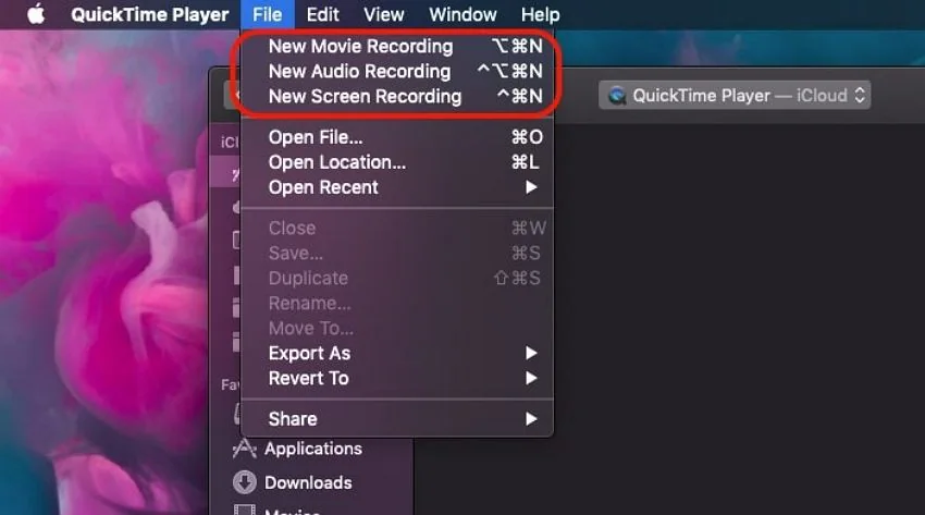 Mac screen recorder QuickTime