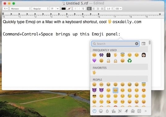 Typing emoji from keyboard