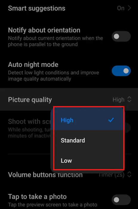 select megapixels setting to high