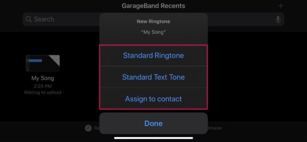 set voice memo as standard ringtone