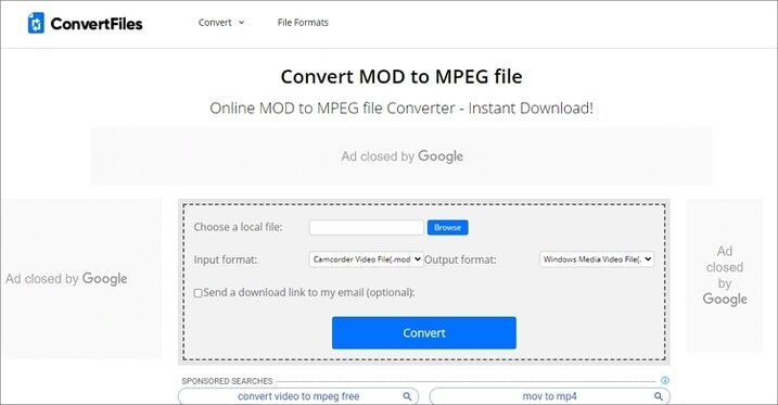 convert MOD to MPG online - ConvertFiles