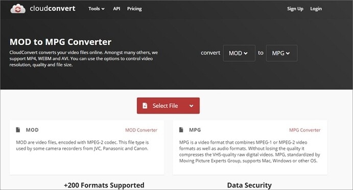 convert MOD to MPG online - CloudConvert