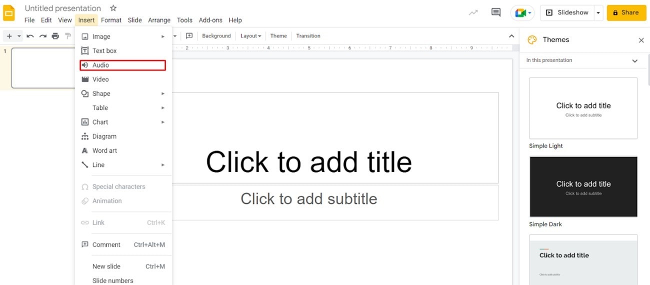 insert audio to google slides