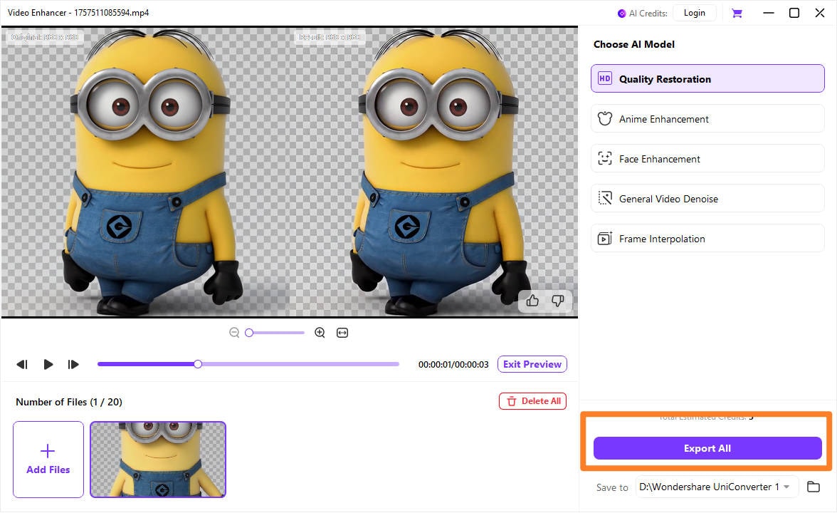 Click export