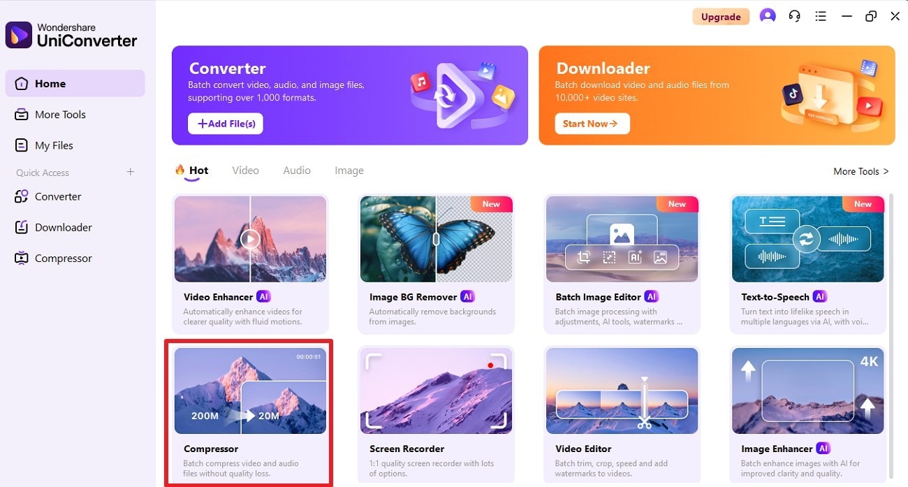 launch uniconverter compressor tool