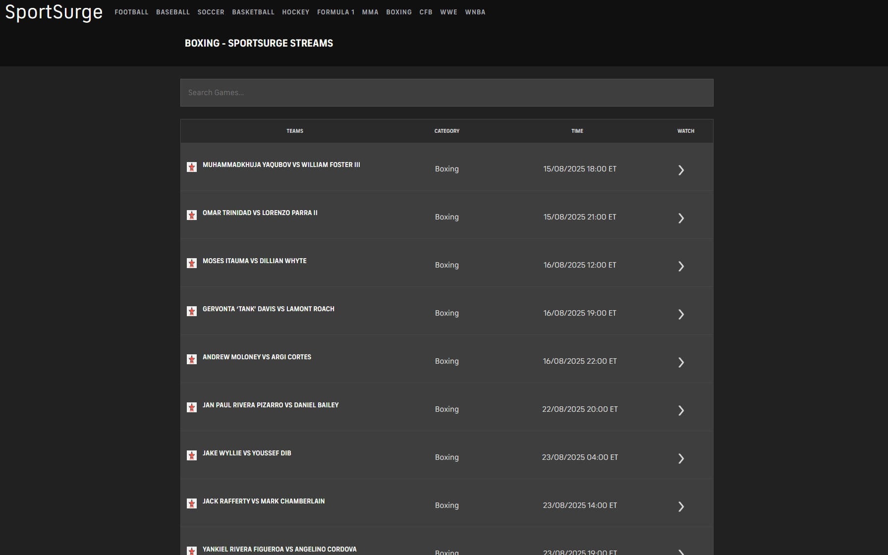 sportsurge homepage