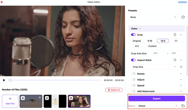 export the cropped video
